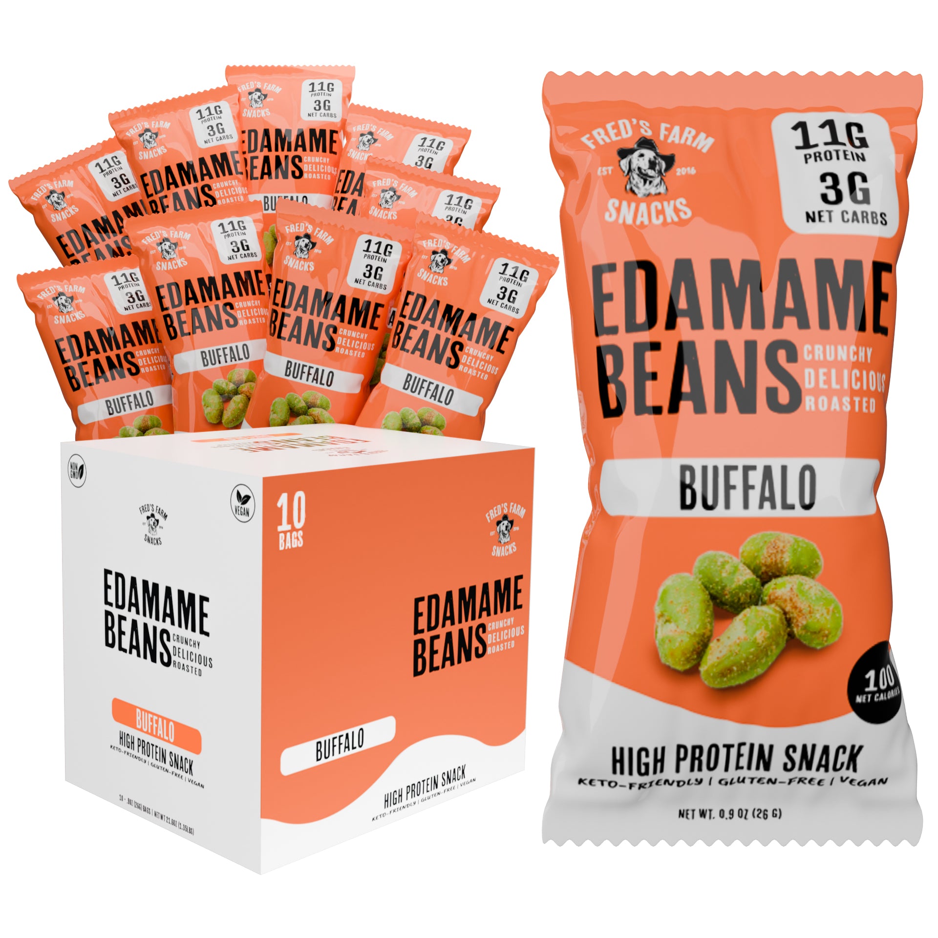 Crunchy Roasted Edamame Beans (BUFFALO) (0.9OZ) (10 PACK)