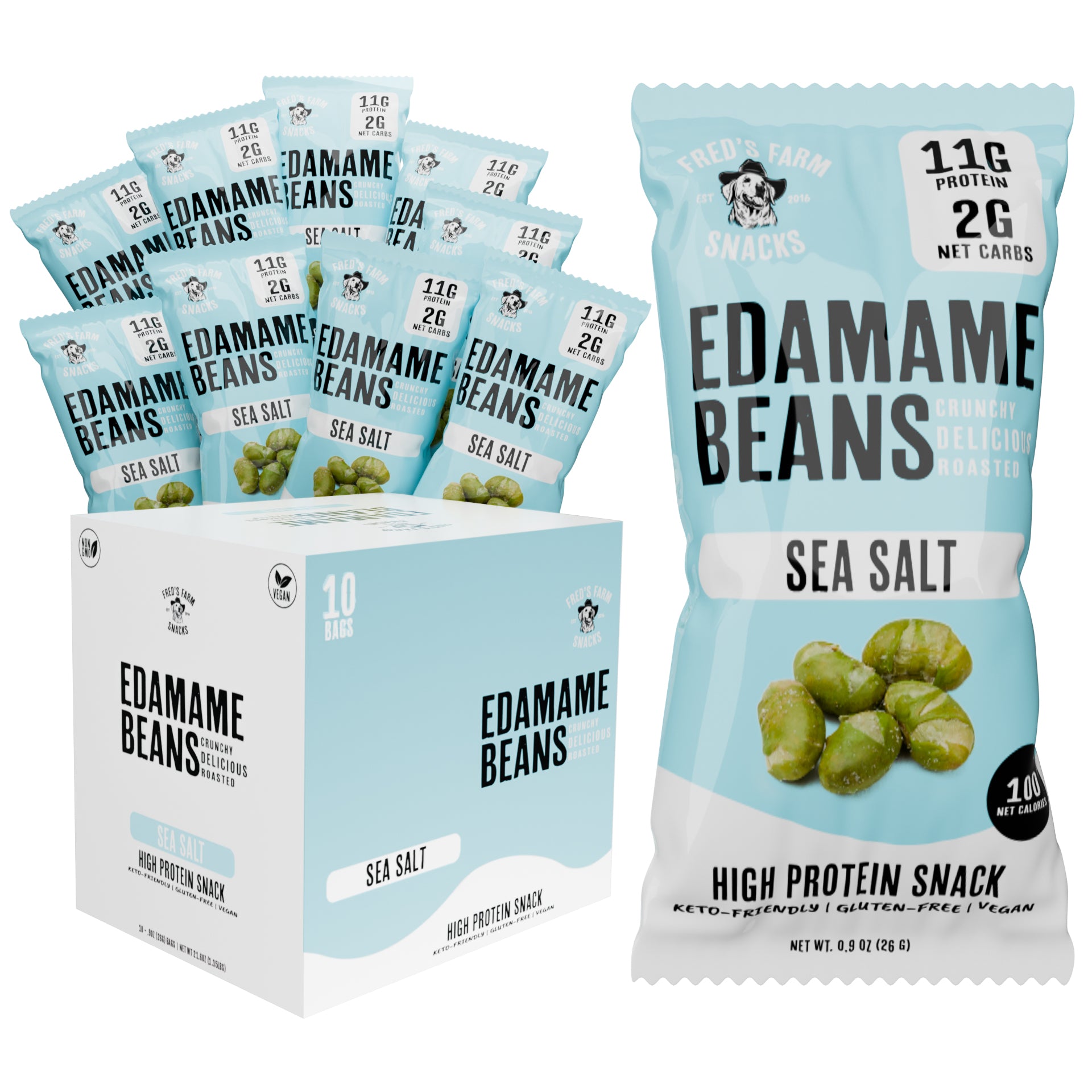 Crunchy Roasted Edamame Beans (SEA SALT) (0.9OZ) (10 PACK)